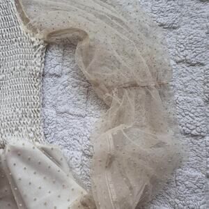 Cream polka dot babydoll top